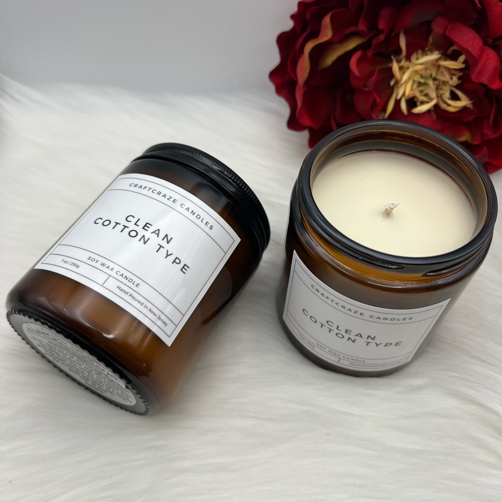 Hand Poured Clean Cotton Type Soy Wax Candle 7oz